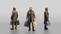 Middle Eastern Man in Trench Coat with Shopping Bags