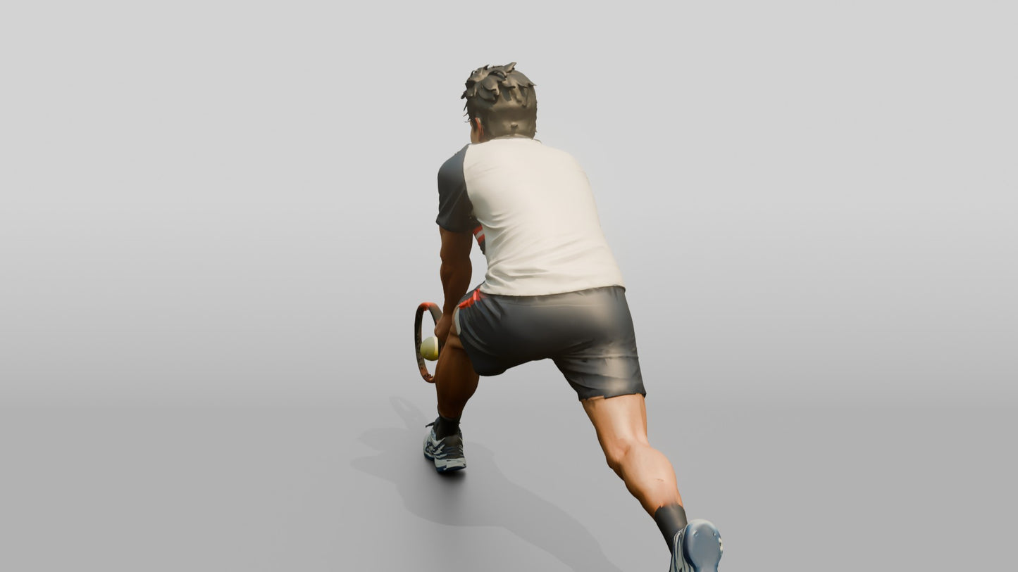 Male Tennis Player Lunging for a Backhand Save