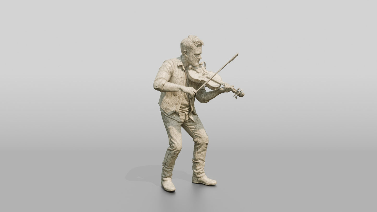 Bluegrass Fiddler Bowing Weathered Fiddle