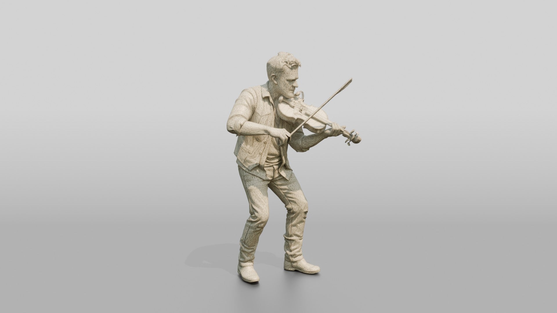Bluegrass Fiddler Bowing Weathered Fiddle