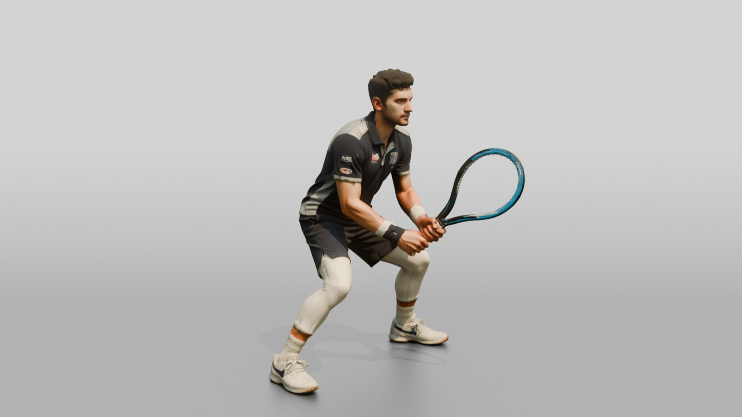 Male Tennis Player Leaning In with Focus