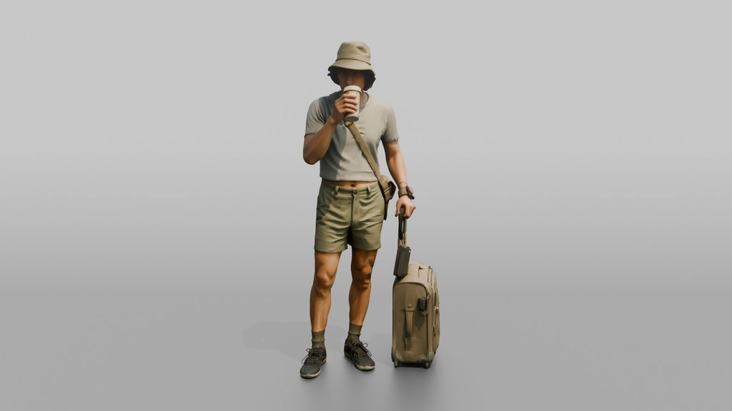 Traveler Sipping Coffee At The Gate