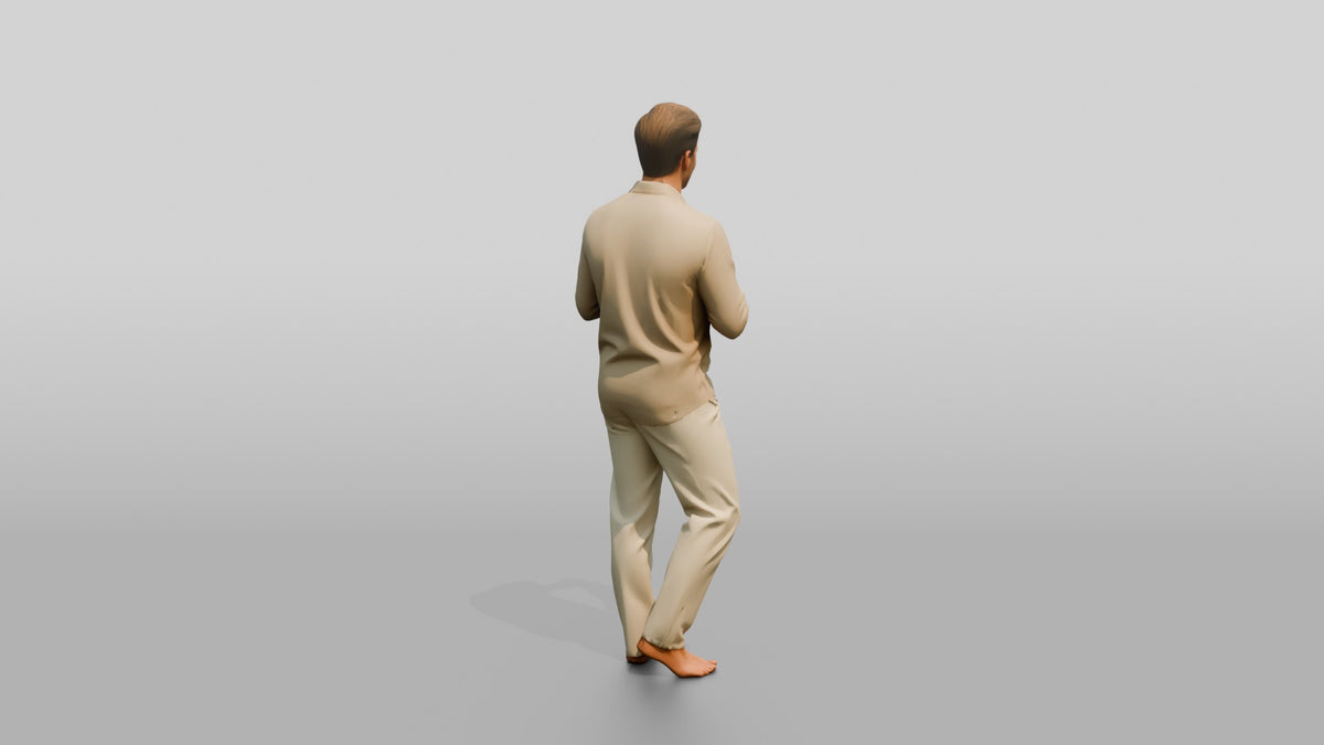 Man Relaxing with a Sunset Drink - 3D character model, view 3