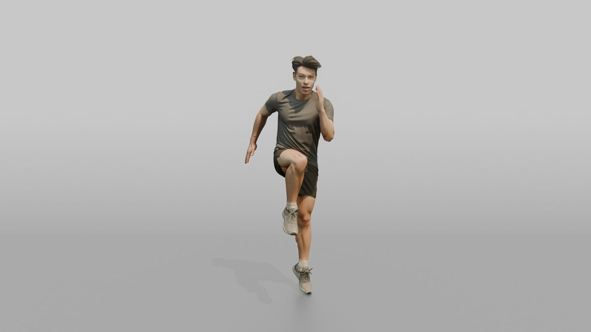 Cardio Athlete Man Doing High Knees In Place - 3D character model, view 5