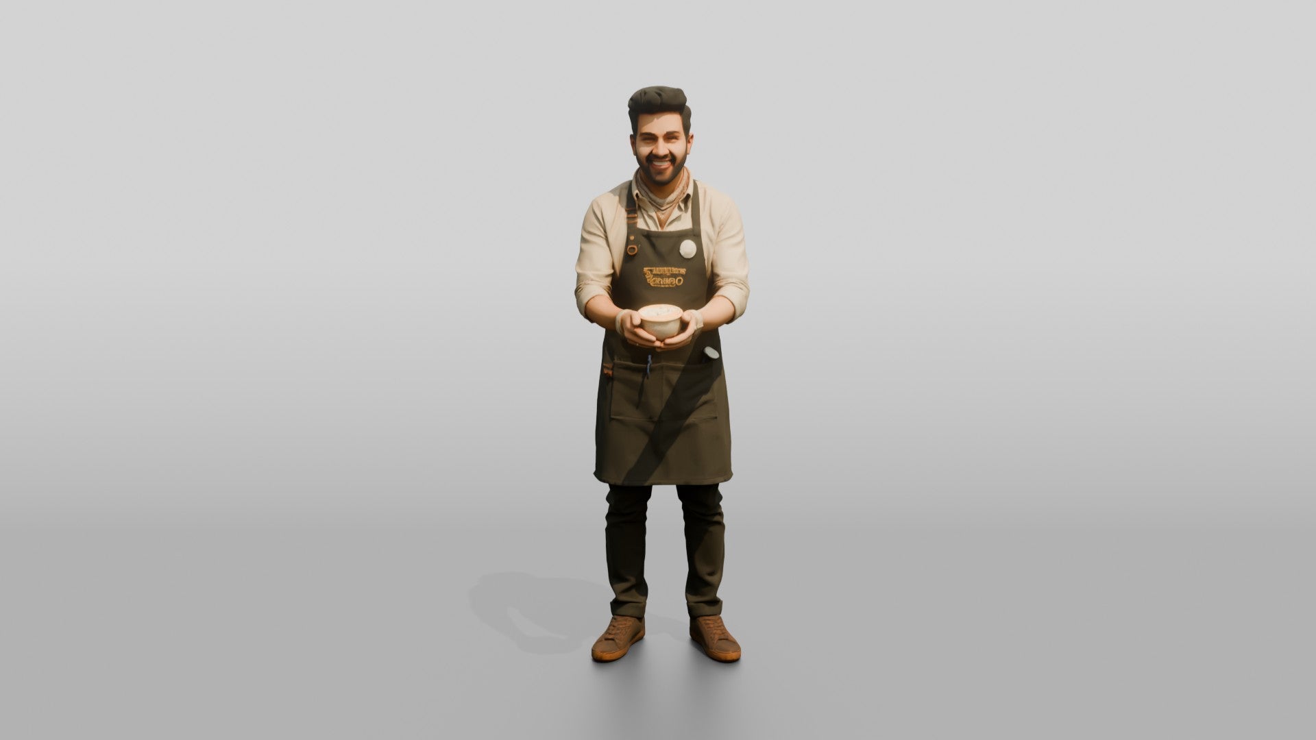 South Asian Barista Proudly Holding Coffee Cup