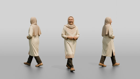 Petite Elderly Jordanian Woman in Hijab and Kaftan - 3D character model