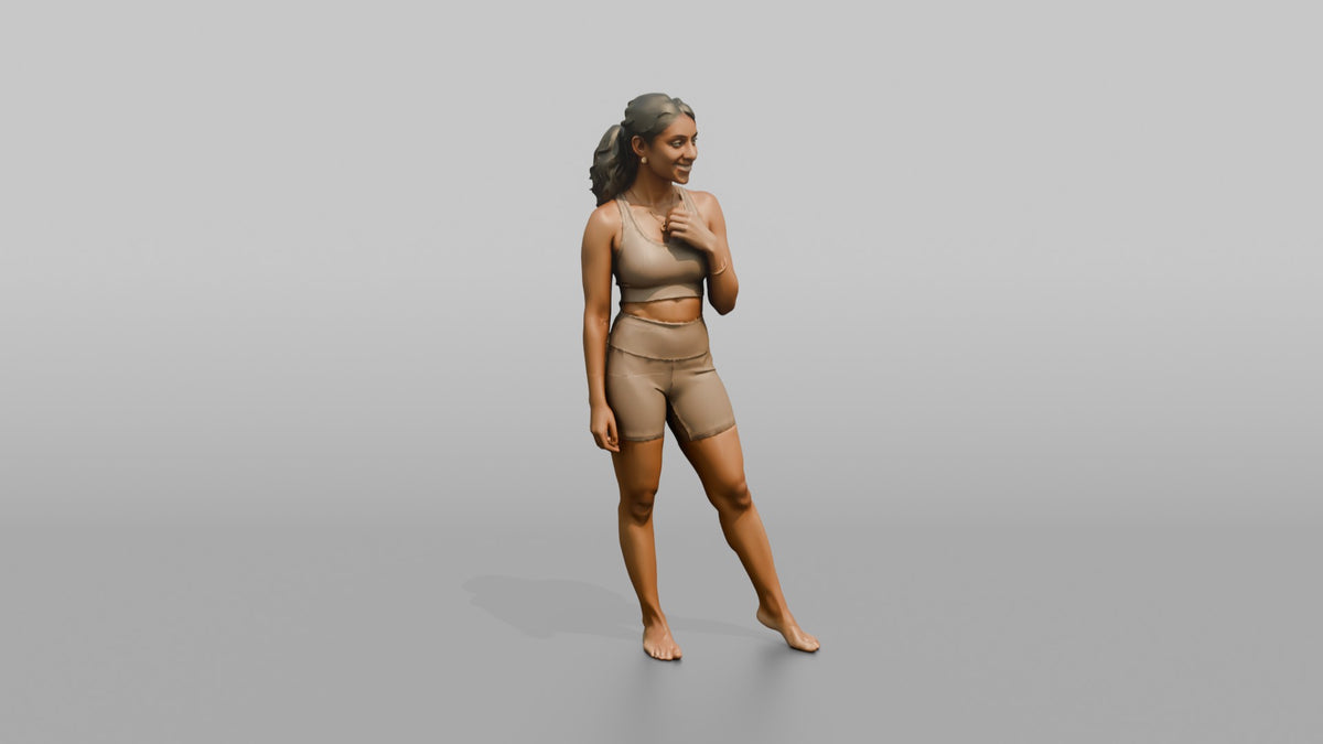Fitness Influencer Woman Standing Confidently, Looking To The Side - 3D character model, view 5