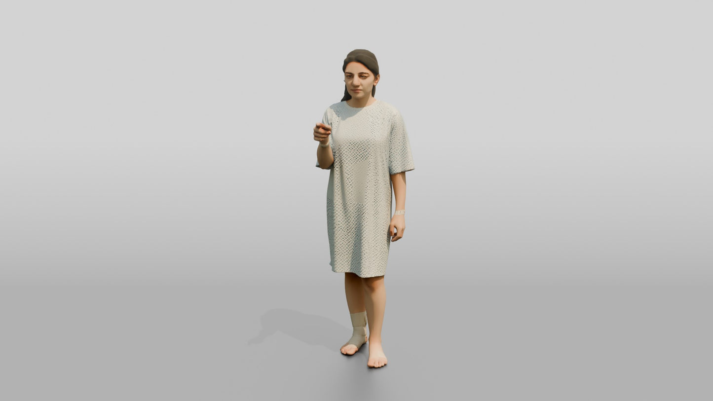 Woman Patient Pointing with an Ankle Injury