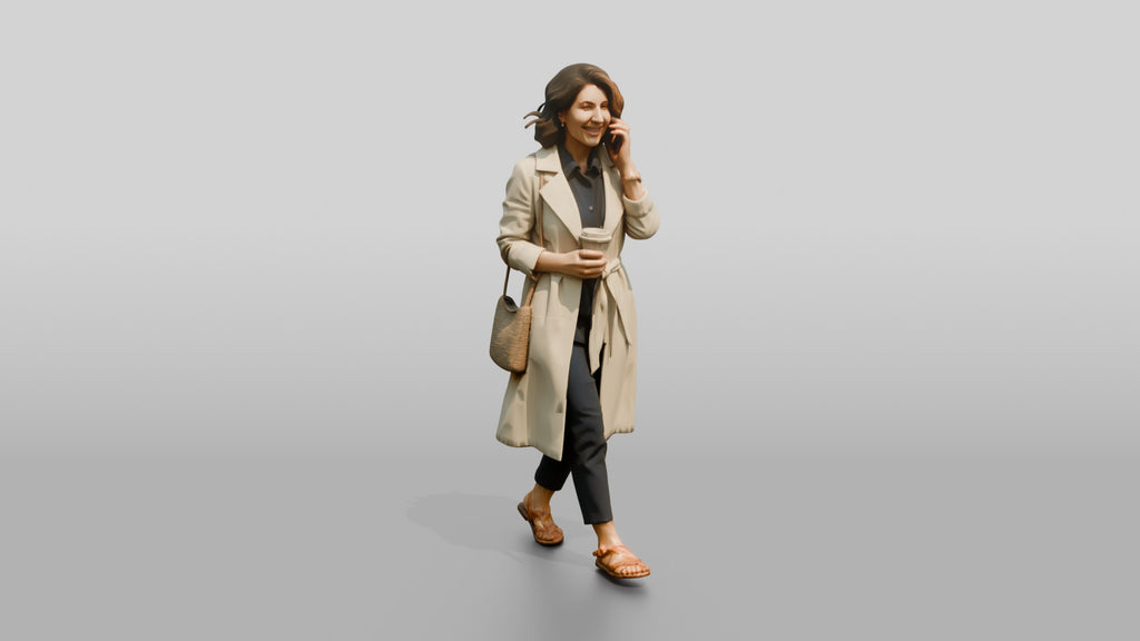 Slim Middle-Aged Persian Woman in a Linen Trench Coat
