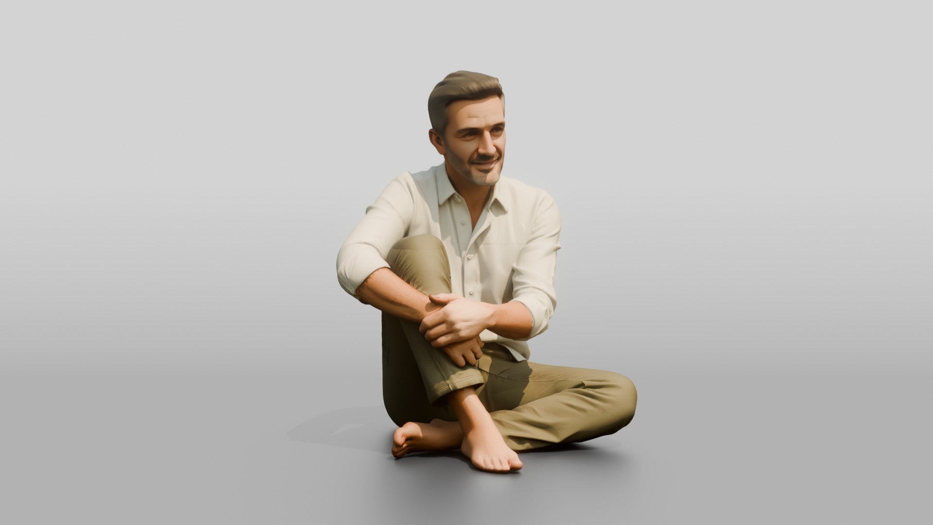 Man Seated Resting on His Knee