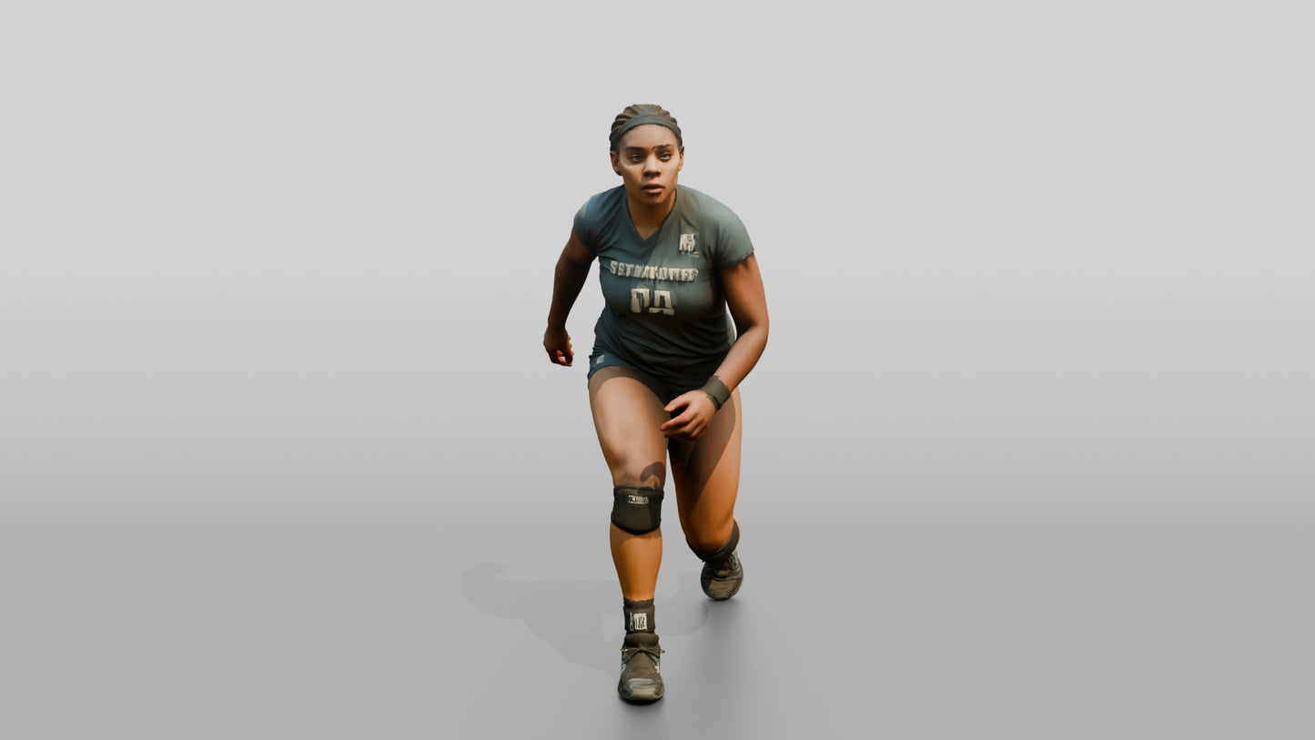 Black Female Volleyball Player in Solid Dark Grey Uniform