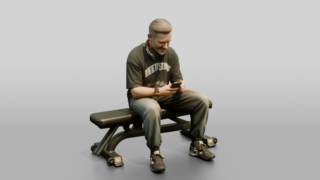 Man Sitting on Weight Bench