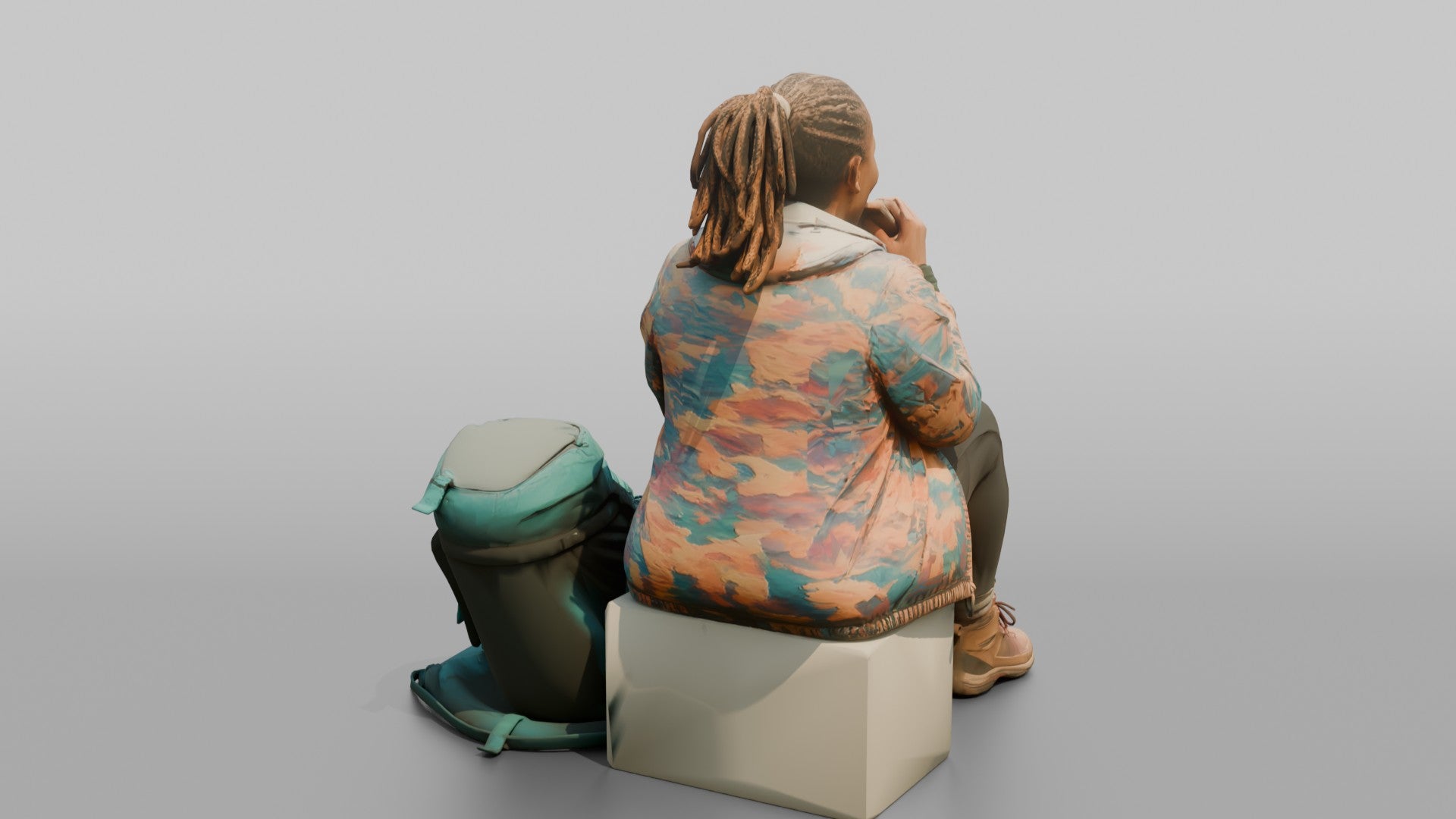 Hiker Sitting and Eating an Energy Bar