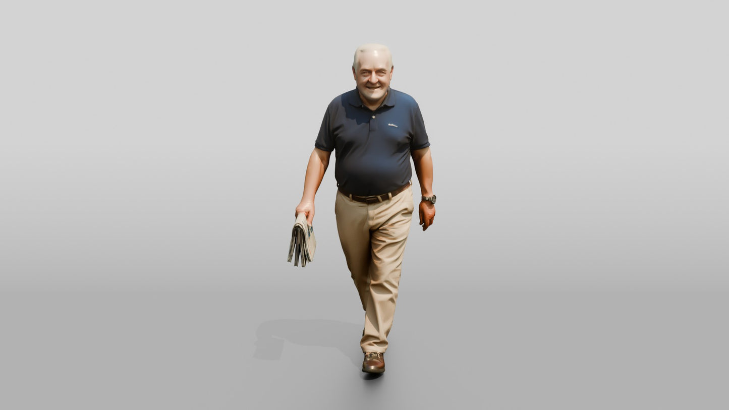 Elderly Plus-Size Italian Gentleman Holding a Newspaper