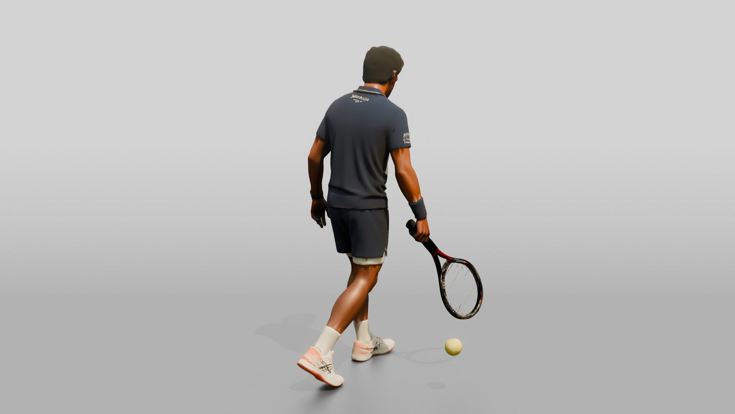 Male Tennis Player Bouncing the Ball Before a Serve