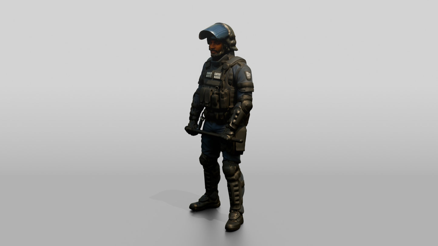 Riot Police Officers Standing at Attention