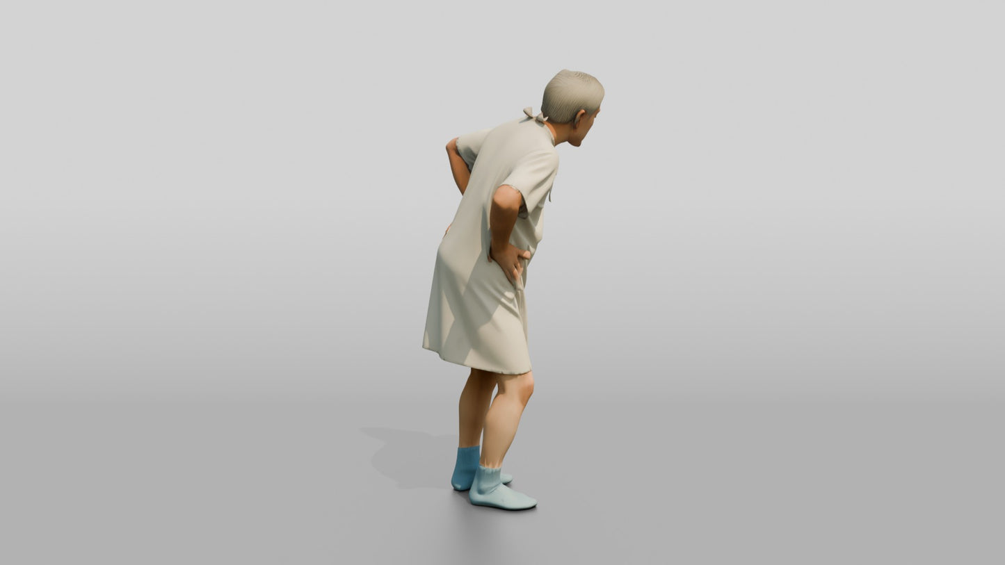 Elderly Man Patient Bent Over in Back Pain