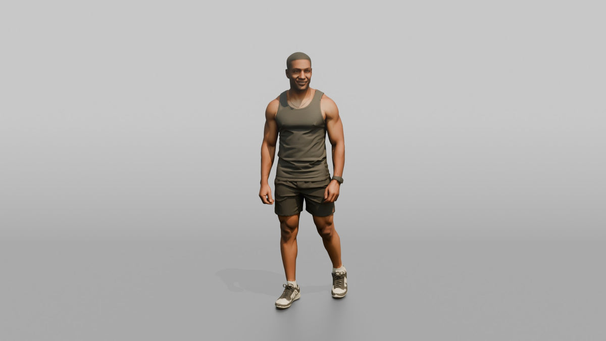 Fitness Influencer Man Standing Confidently, One Foot Forward - 3D character model, view 5