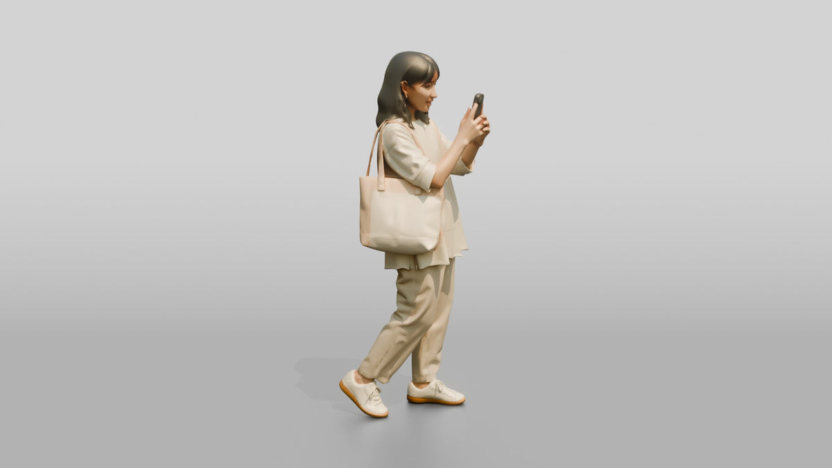 Woman Taking a Photo on Her Phone - 3D character model, view 2
