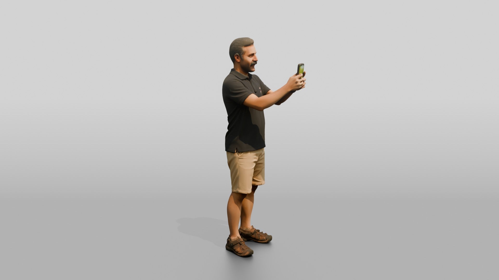 Middle-Aged Persian Man Taking a Photo in the Park