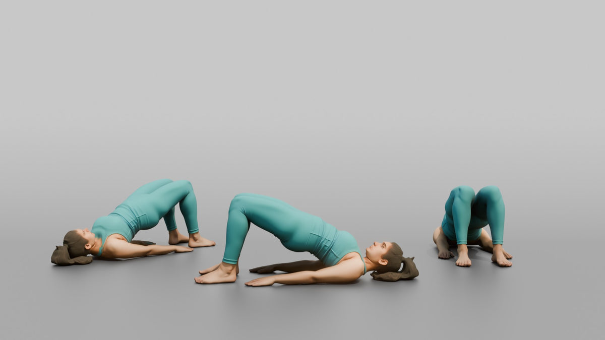 Bodyweight Athlete Woman At The Top Of A Glute Bridge - 3D character model, view 1