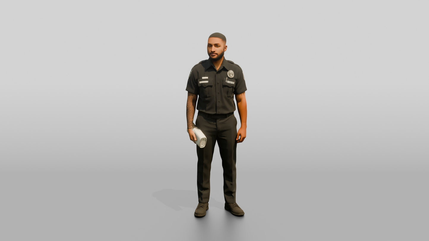 Police Officer with Paperwork Under His Arm