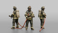 Firefighter Man Holding a High-pressure Water Fog Nozzle