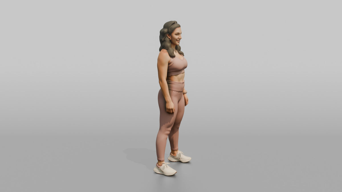 Fitness Influencer Woman Standing Tall, Confident Posture - 3D character model, view 2