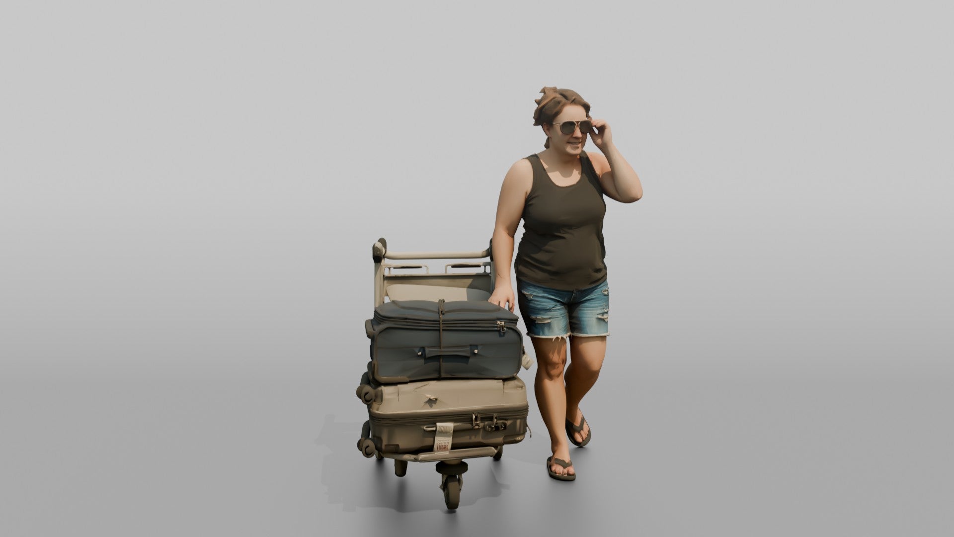 Traveler Putting On Sunglasses In Terminal