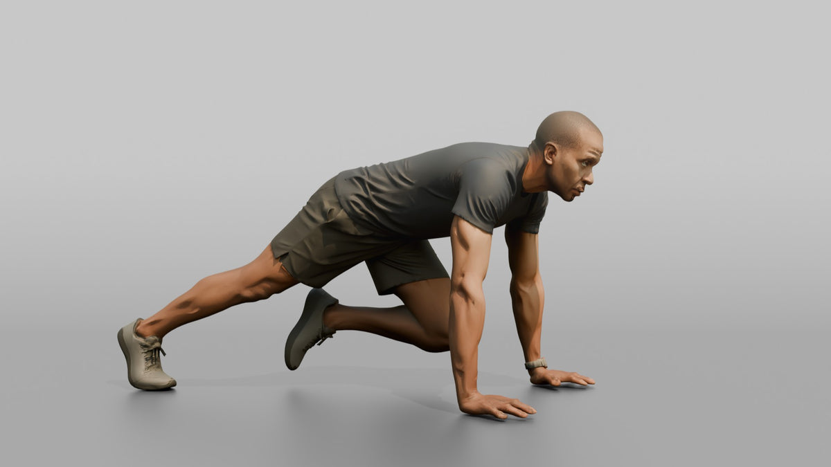 Bodyweight Athlete Man In A Mountain-climber Position - 3D character model