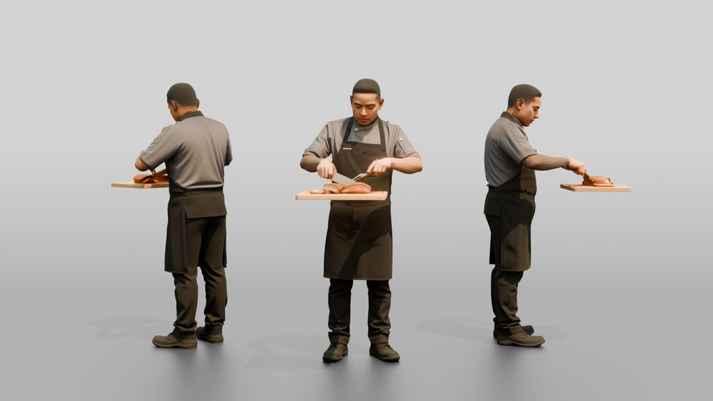 Line Cook Carving Roast Pork Belly
