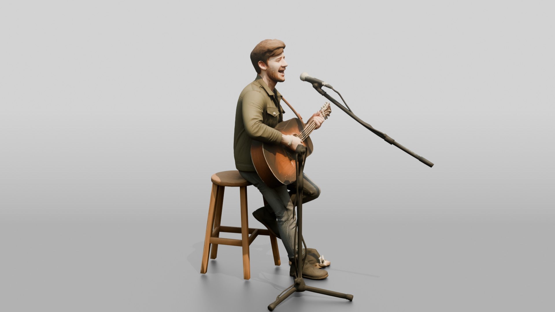 Street Busker Playing Acoustic Guitar