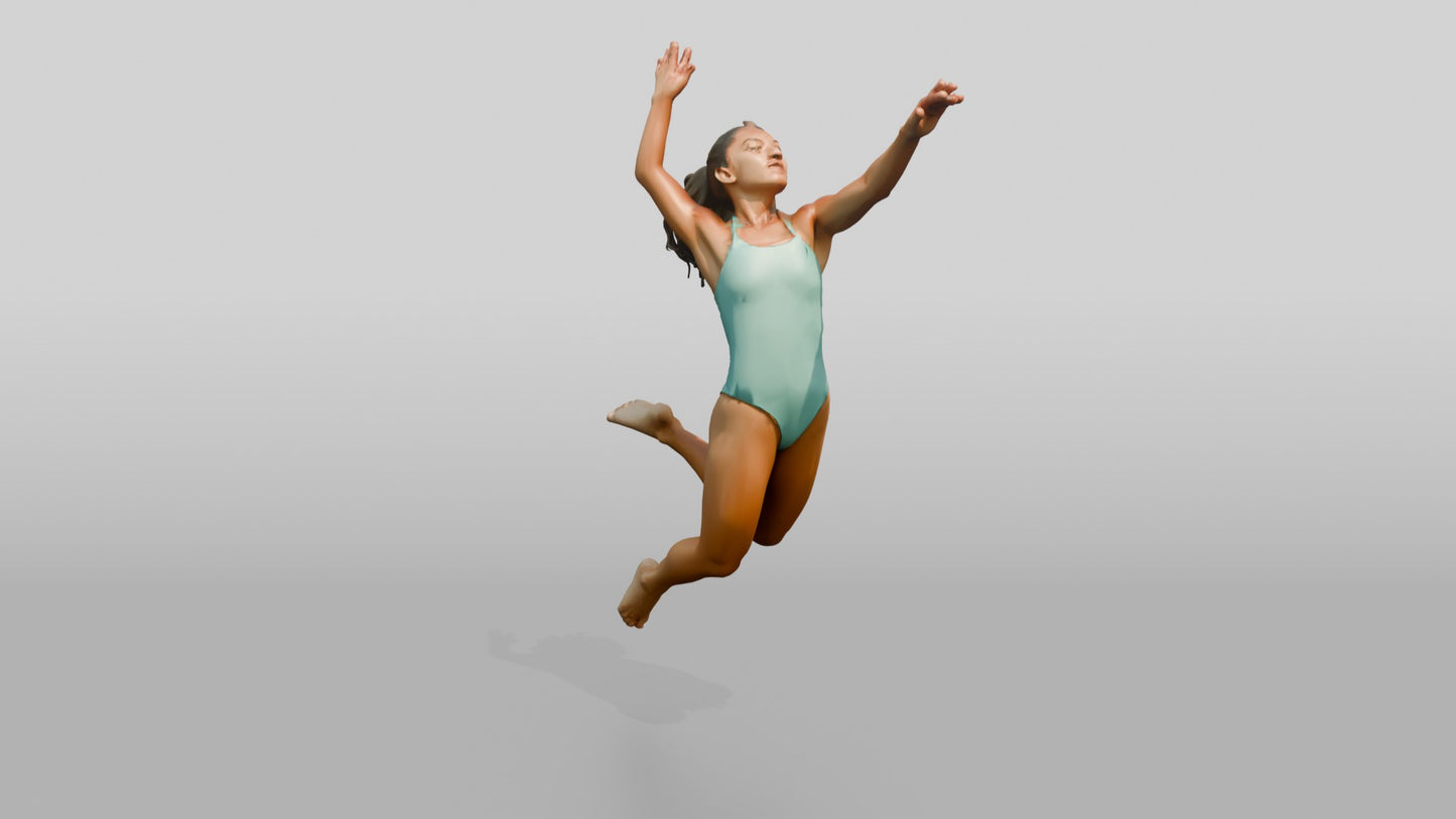 Latina Woman Jumping to Spike Volleyball