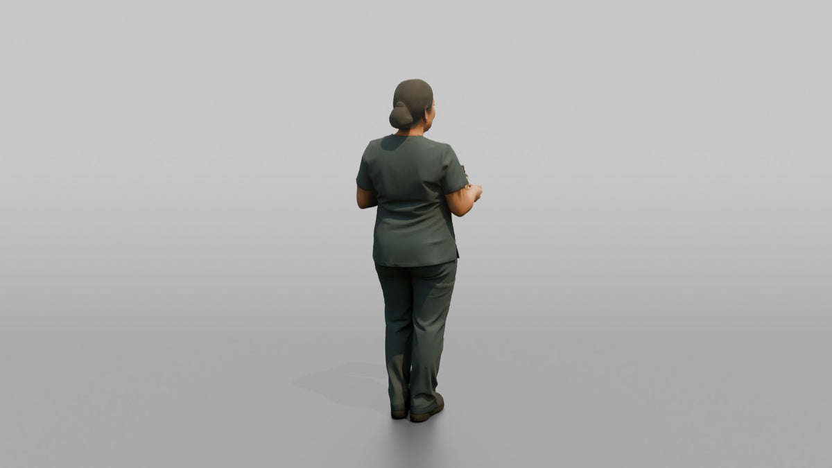 Esthetician Man Holding A Small Tray Of Skincare Products - 3D character model, view 3