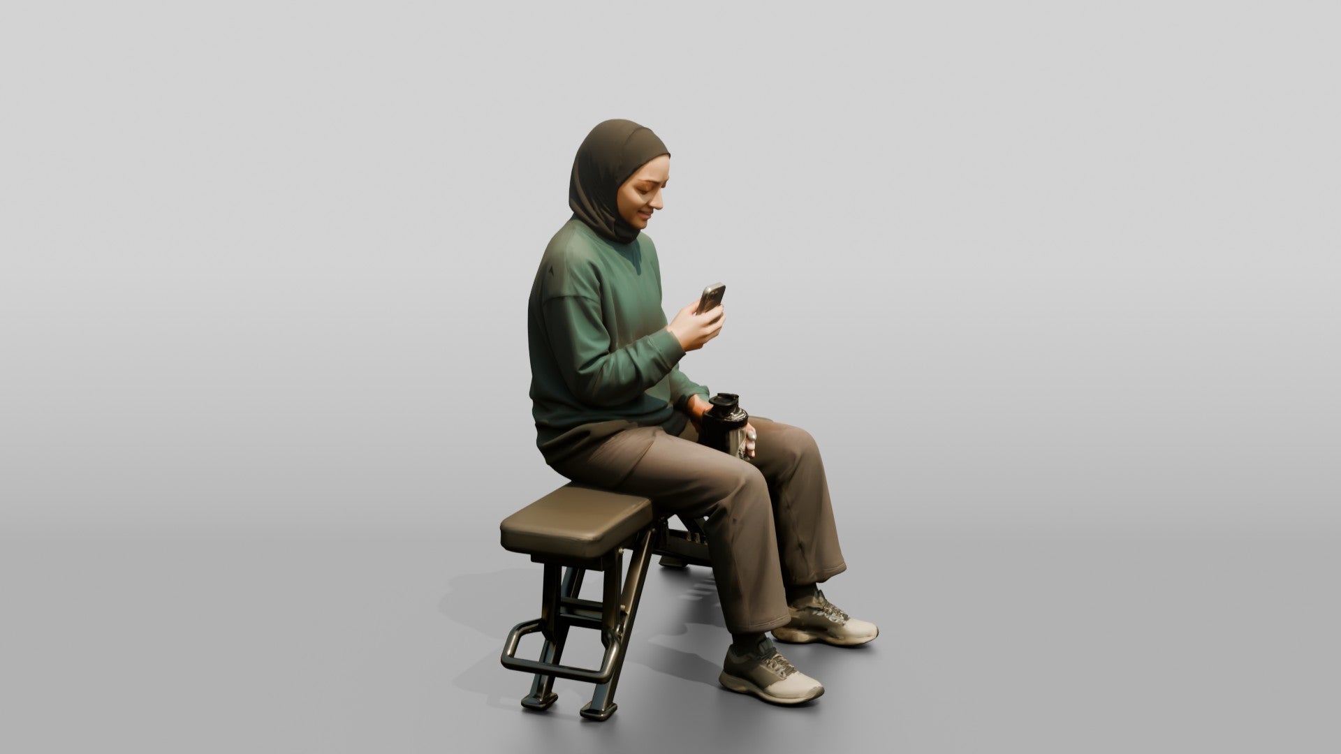 Woman in Sports Hijab Sitting