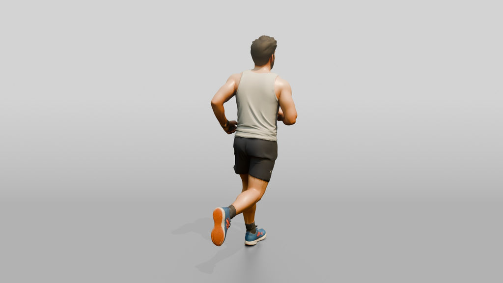 Stocky Young Lebanese Man Jogging on a Park Trail