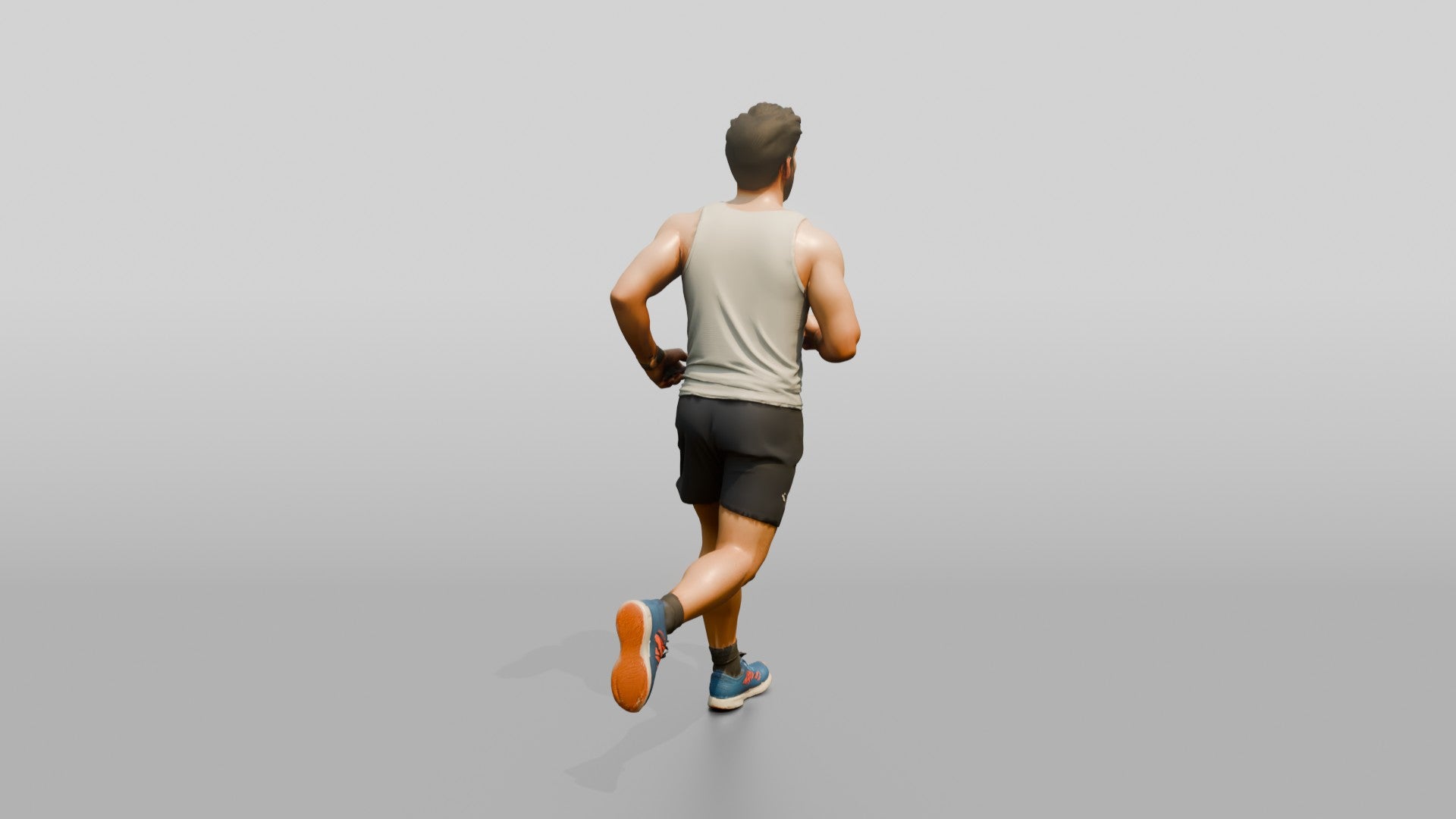 Stocky Young Lebanese Man Jogging on a Park Trail