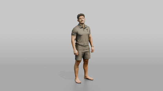 Fitness Influencer Man Standing Three-quarter Angle, Chin Slightly Up - 3D character model
