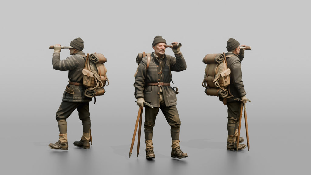 Mountaineer Looking Through a Monocular