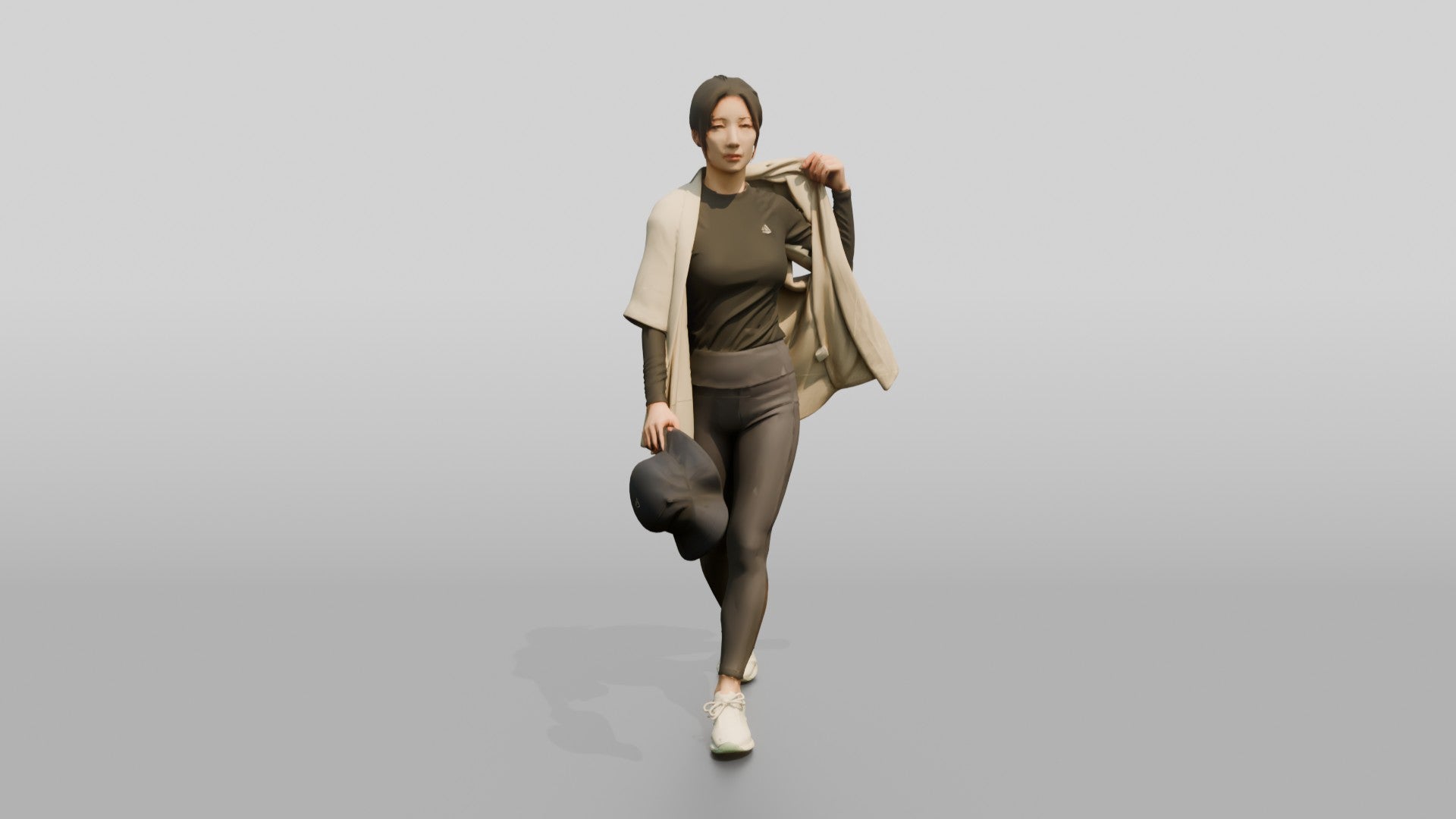 Woman Lifting Linen Cover-Up Off Shoulders