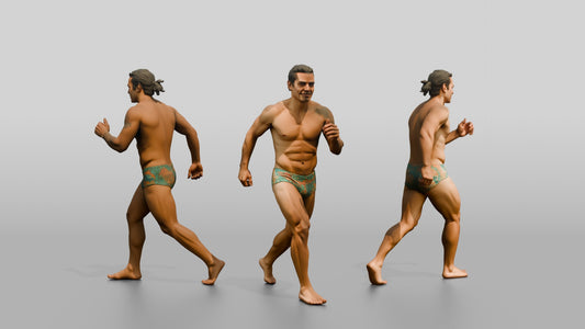 Mestizo Man Striding Forward on the Beach