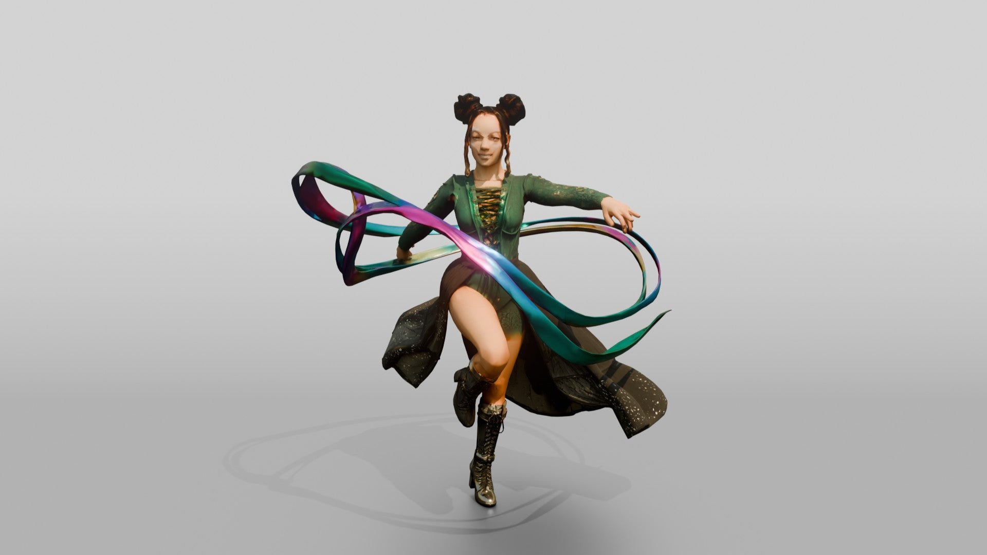 Ribbon Dancer Mid-Twirl