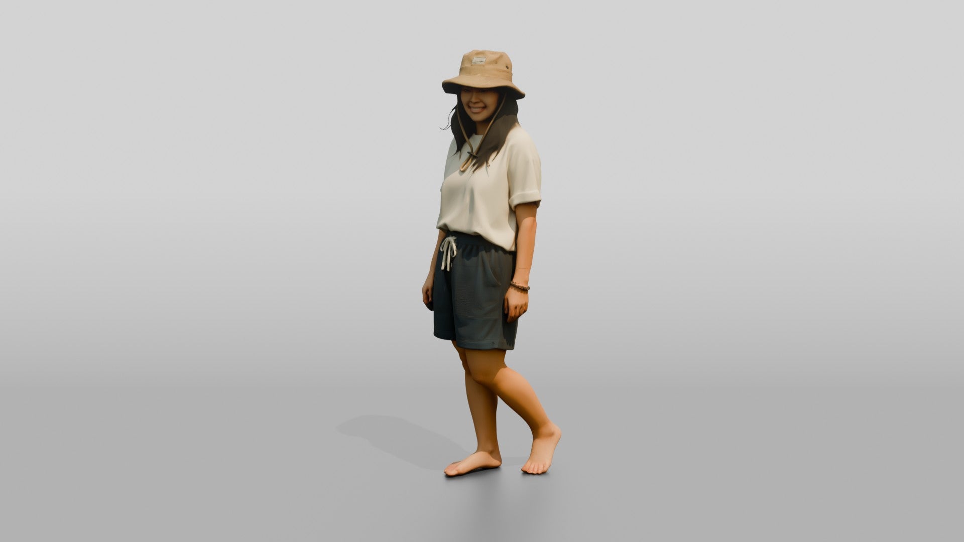 Woman Shifting Stance in Beach Pose
