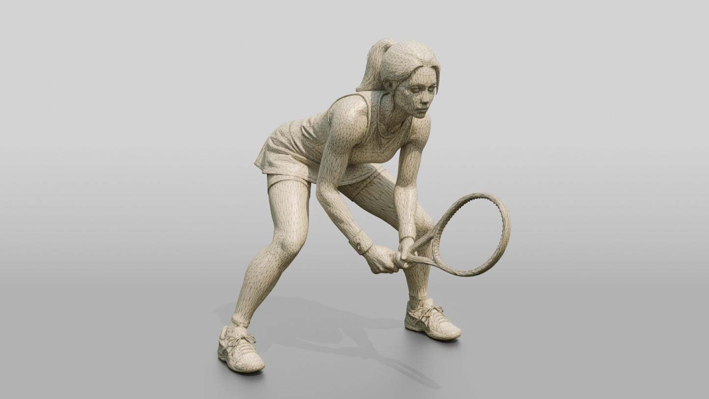 Female Tennis Player Leaning into a Ready Position