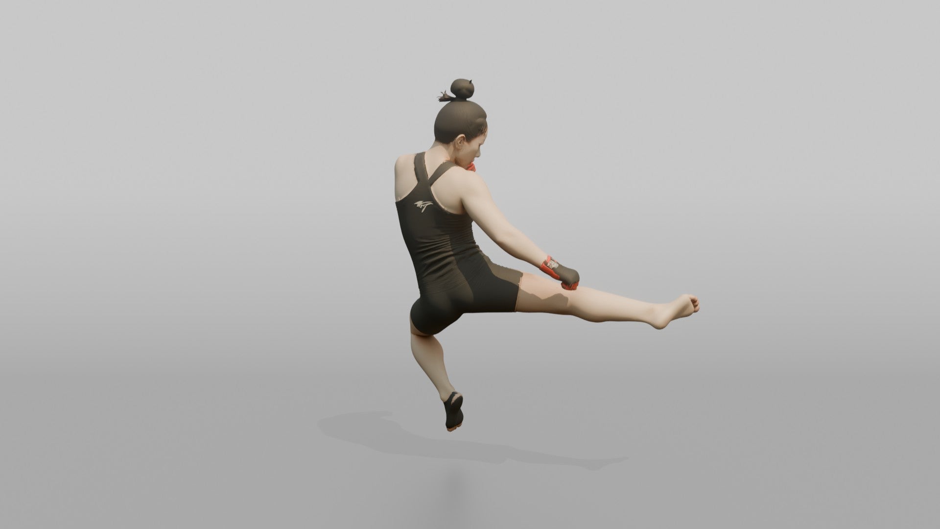 Taekwondo Fighter Jumping Spinning Hook Kick