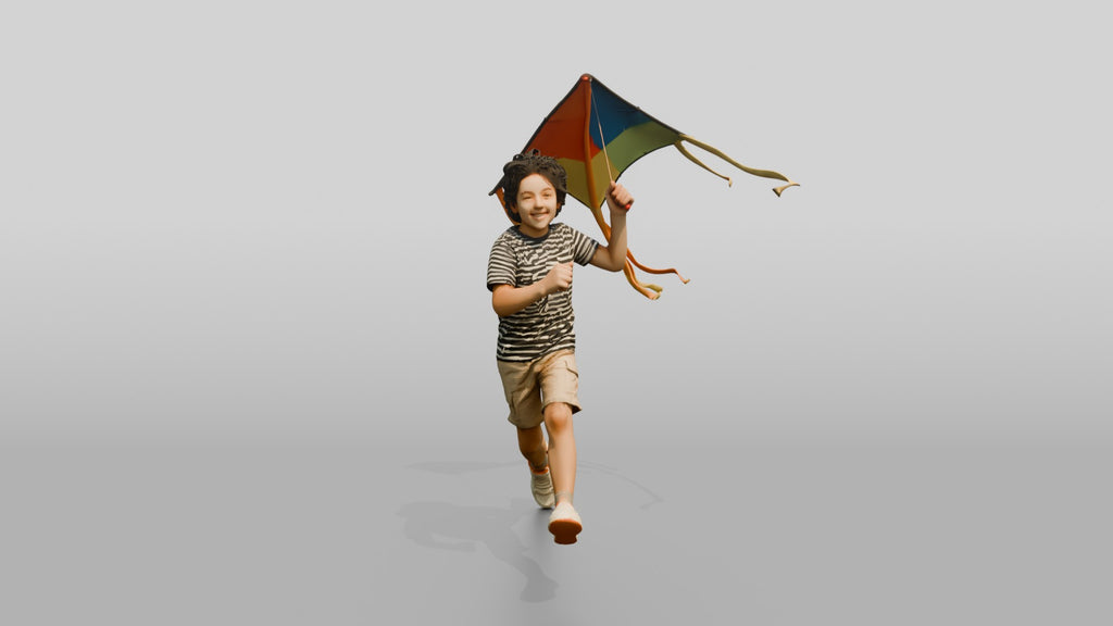 Slim Young Persian Boy Flying a Kite