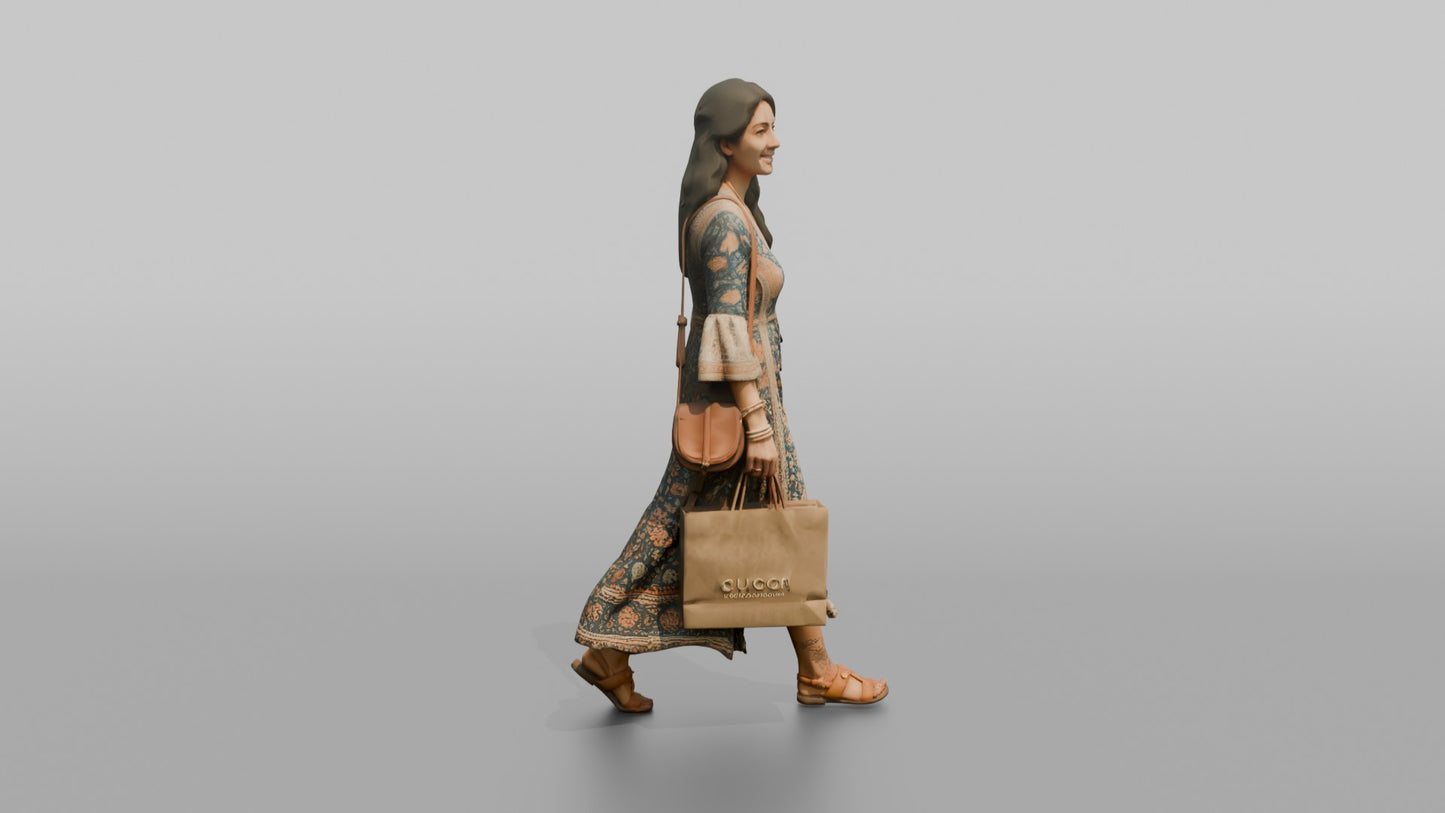 Vacationer Wearing Bohemian Printed Maxi Dress