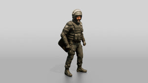 Riot Police Officers in Shield Formation - 3D character model, view 1