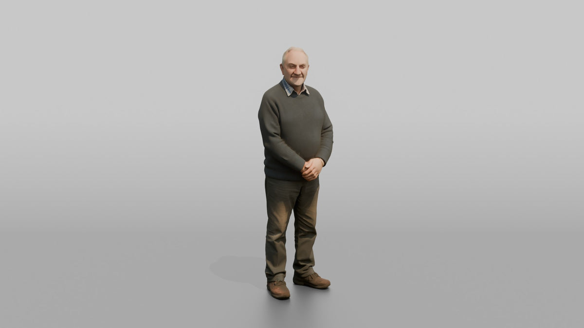 Man Customer Standing Patiently With Hands Clasped - 3D character model