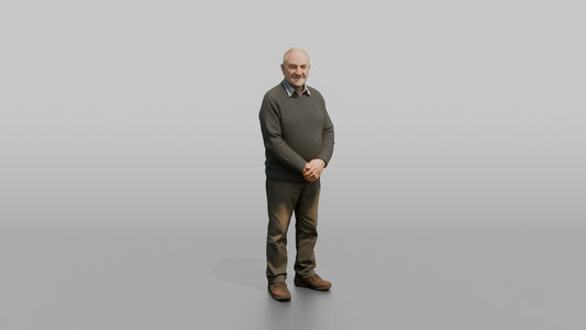 Man Customer Standing Patiently With Hands Clasped - 3D character model
